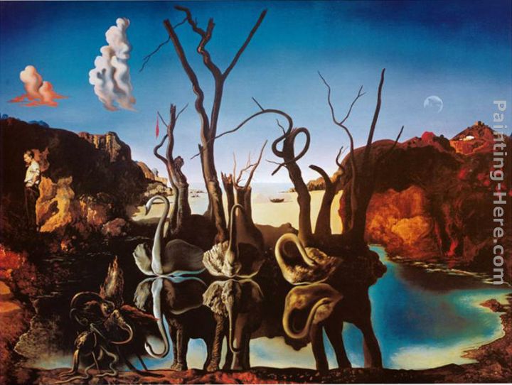 Swans Reflecting Elephants painting - Salvador Dali Swans Reflecting Elephants art painting Swans Reflecting Elephants painting - Salvador Dali Swans Reflecting Elephants art painting